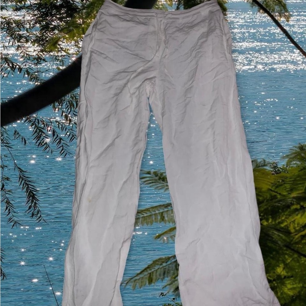 NY Collection Sheer White Swimsuit Cover-Up Pants
